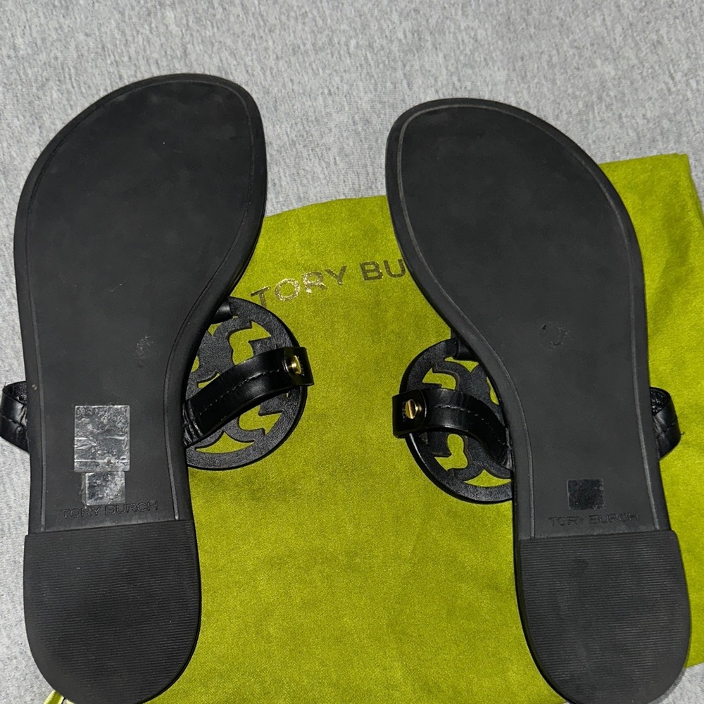 Tory Burch Black Leather Sandals - Picture 2 of 5
